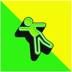 Boy Standing On One Leg Green and yellow modern 3d vector icon logo