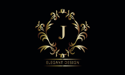 Vintage bronze logo with the letter J. Exquisite monogram, business sign, identity for a hotel, restaurant, jewelry.