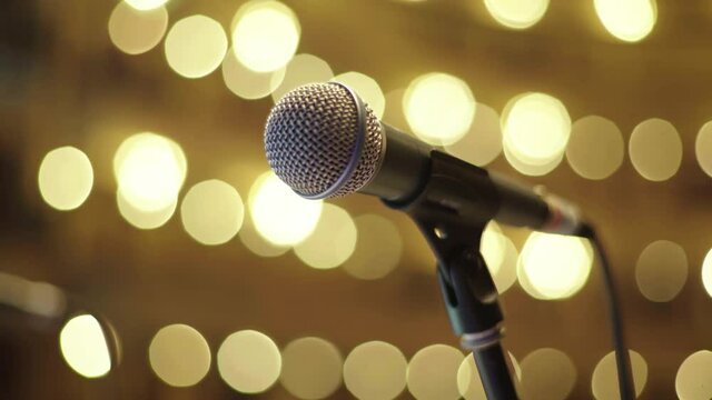 Close-up of microphone on stage