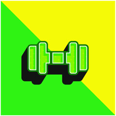 Barbell Green and yellow modern 3d vector icon logo