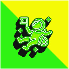 Astronaut Green and yellow modern 3d vector icon logo