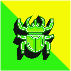 Beetle Green and yellow modern 3d vector icon logo