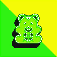 Bear Green and yellow modern 3d vector icon logo