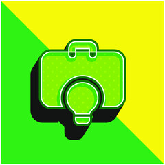 Briefcase Green and yellow modern 3d vector icon logo