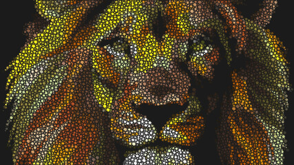 close up of a lion head