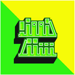 Bookshelf Green and yellow modern 3d vector icon logo