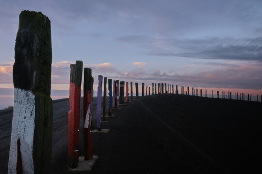 Railway steles as industrial heritage and landmark on the Haniel slag heap in Oberhausen