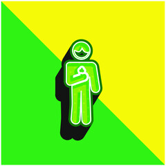 Boy With Ice Cream Cone In Green and yellow modern 3d vector icon logo