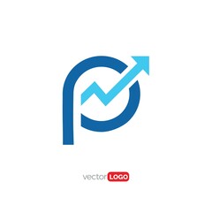 Fototapeta letter P with grow arrow icon/symbol/Logo Design Vector Template Illustration obraz