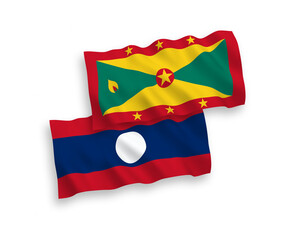 Flags of Grenada and Laos on a white background