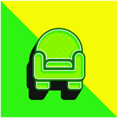 Armchair Green and yellow modern 3d vector icon logo