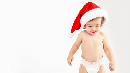 Christmas toddler in Santa hat