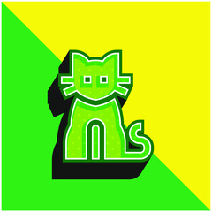 Black Cat Green and yellow modern 3d vector icon logo
