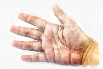 Fototapeta premium male hand watercolor style illustration impressionist painting.