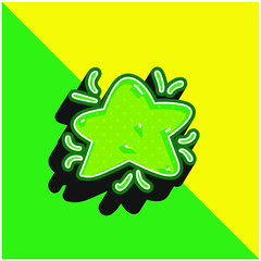 Big Star Doodle Green and yellow modern 3d vector icon logo