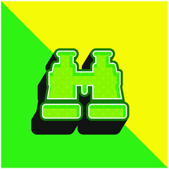 Binoculars Green and yellow modern 3d vector icon logo