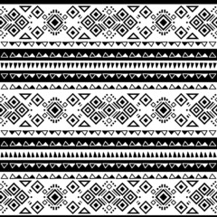 Seamless Navajo tribal black and white pattern. Ethnic vector geometric ornament.