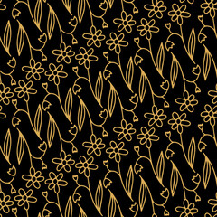 Seamless vector colorful pattern of ornamental lined white abstract flowers