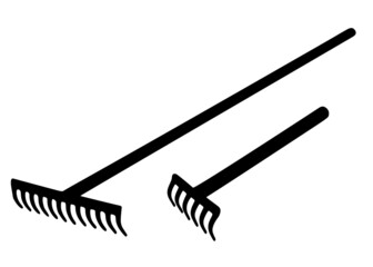 Garden rakes big and small. Vector image.