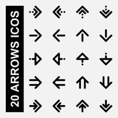 Set of arrows icons with outline style