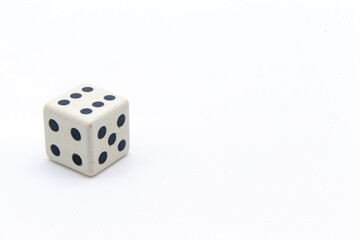 White dice with black dots on white background.