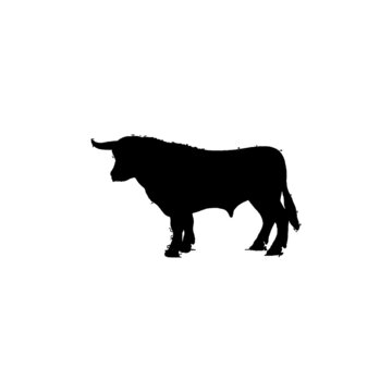 Bull icon. Simple style Steak house restaurant poster background symbol. Meat shop logo design element. T-shirt printing. Vector for sticker.