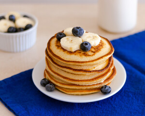 Stack of homemade pancakes.