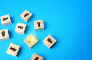 Finding the best idea. Investment in a promising startup. Initiative and success. Thinking and...