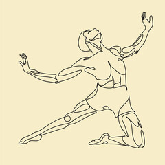 Fototapeta premium Modern ballet dancer Line art Vector. One line man dancer ballet move. Creative concept of dances. A modern street dance, dancer, young, street, urban, break, hip-hop, dancing.