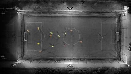 football game, bird's-eye view, black and white © Krystian