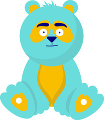 Cute children toy, teddy bear, panda. Flat cartoon style, on a white background.