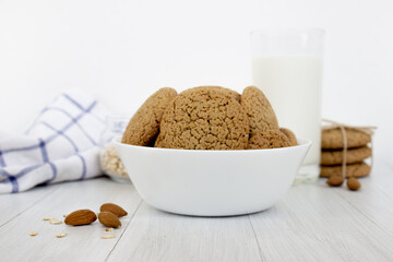 Oatmeal cookies close-up on a light background