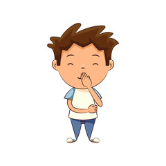 Child hiding laugh gesture