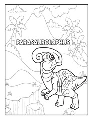 Fototapeta na wymiar Dinosaur Coloring Book Pages for Kids. Coloring book for children. Dinosaurs.