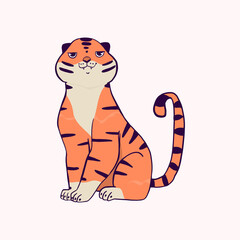 Cute Tiger. Trendy vector illustration.