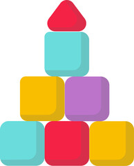 Cute childrens toy, a pyramid of cubes. Child development. Flat cartoon style, on a white background. Games.