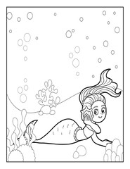 Mermaid Coloring Book Pages for Kids. Coloring book for children. Mermaids.