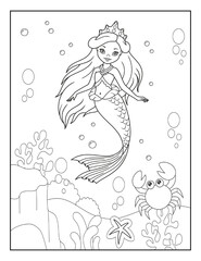 Naklejka premium Mermaid Coloring Book Pages for Kids. Coloring book for children. Mermaids.