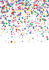 Blue Confetti Border Illustration. Dot Burst Texture. Yellow Carnaval Circle. Red Fun Round Background.