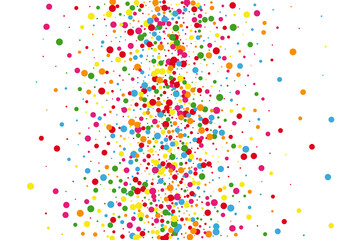 Blue Dot Falling Background. Confetti Birthday Texture. Multicolored Border Round. Yellow Polka Circle Illustration.