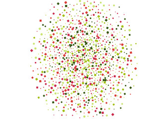 Geometric Red Element Mosaic. Fun Dot Background. Green Bright Square Texture. Confetti Happy Wallpaper.