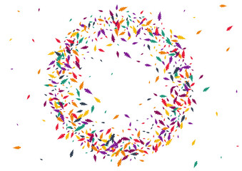 Autumn Confetti Vector White Background. Yellow Foliage November Texture. Frame Leaf Pattern. Bright Foliage Design.