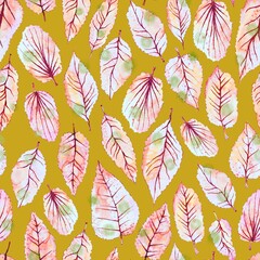 Watercolor leaves seamless pattern. Abstract style leaves seamless pattern. An endless motif for wallpaper, textile decor and any design.