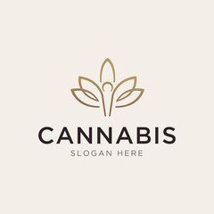 Luxury cannabis with people logo template
