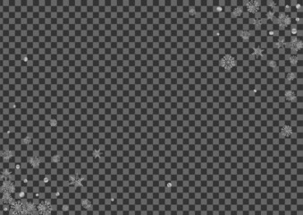 Silver Confetti Background Transparent Vector. Snowflake Subtle Illustration. Metal Dot Christmas. Luminous Freeze Texture.