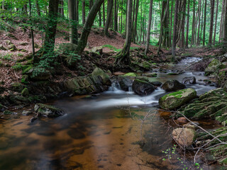 Waterfall on river Ilse in forest Harz, Germany