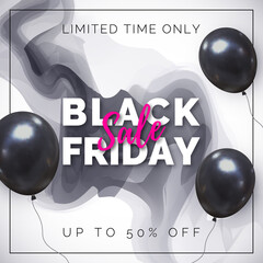 Black friday banner with balloons