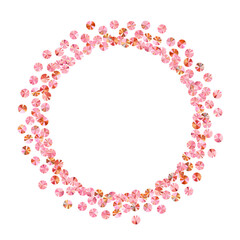 Pink gold tinsels confetti placer vector illustration. Valentine's day background design. Metallic shimmering tinsel particles holiday decoration. Romantic love valentine confetti.