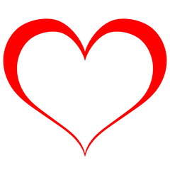 Red heart - vector flat cartoon drawing for creating a holiday card. Valentine's Day emblem for web design of flyers and leaflets.