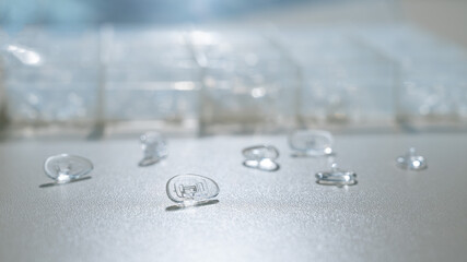 A pile of nose pads in glasses. Glasses repair service